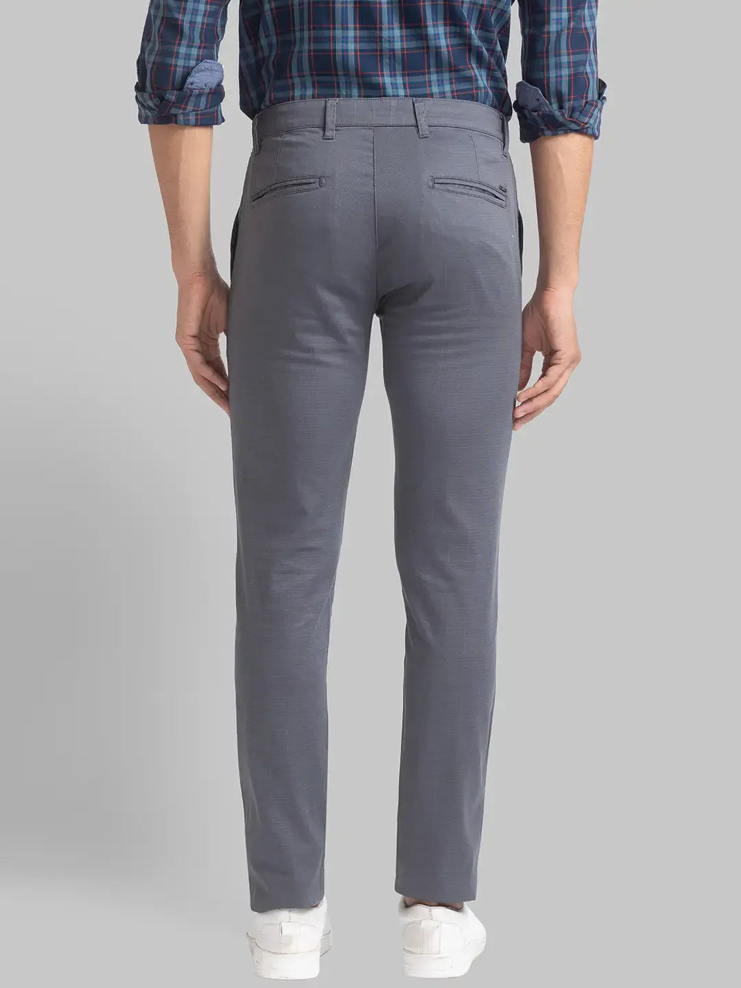 Men Grey Super Slim Fit Print Cotton Blend Trouser