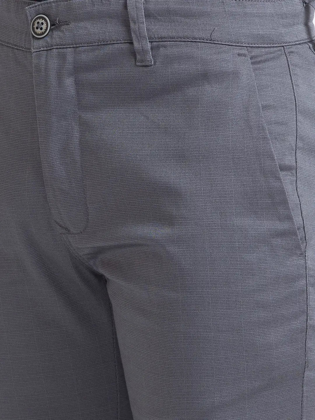 Men Grey Super Slim Fit Print Cotton Blend Trouser