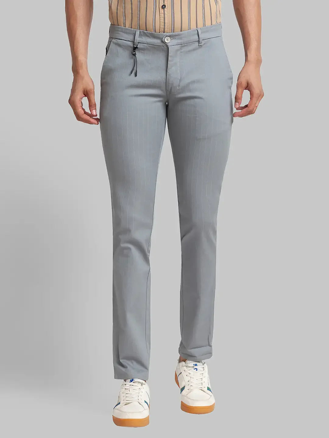Men Green Super Slim Fit Solid Cotton Blend Trouser