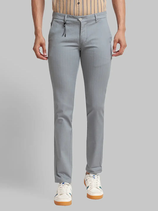 Men Green Super Slim Fit Solid Cotton Blend Trouser
