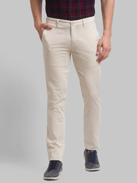 Men Khaki Super Slim Fit Print Cotton Blend Trouser