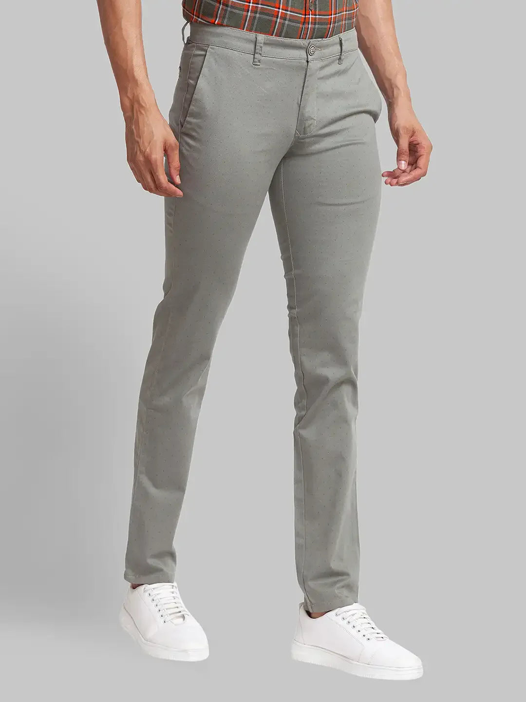Men Green Super Slim Fit Print Cotton Blend Trouser
