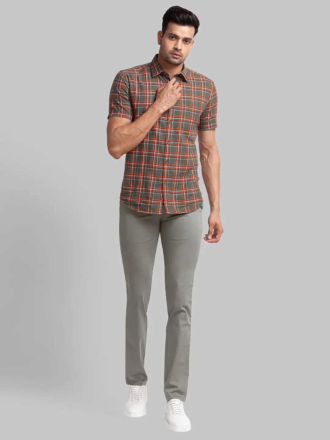 Men Green Super Slim Fit Print Cotton Blend Trouser