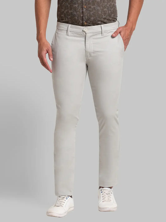 Men Green Super Slim Fit Solid Cotton Blend Trouser