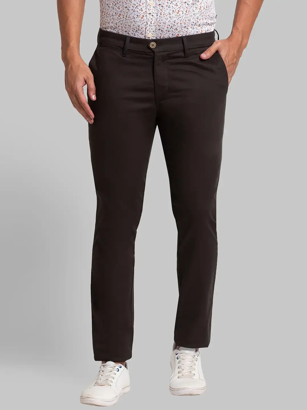 Men Green Super Slim Fit Solid Cotton Blend Trouser