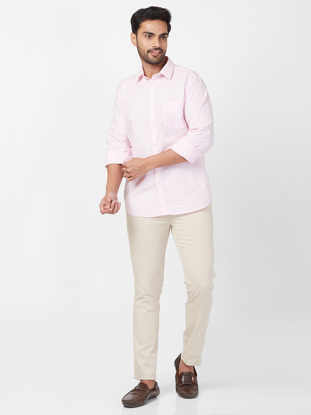 Parx Brown Solid Super Slim Fit Cotton Blend Trouser