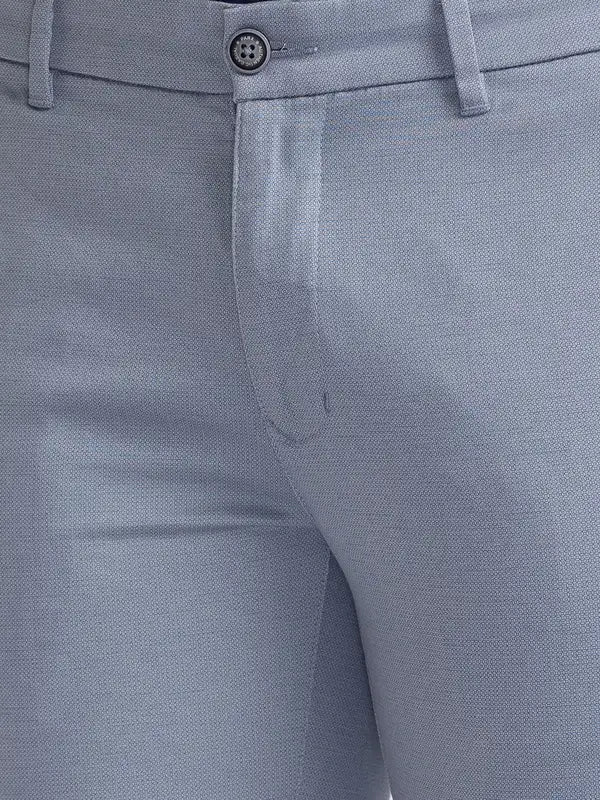 Men Grey Super Slim Fit Print Cotton Blend Trouser