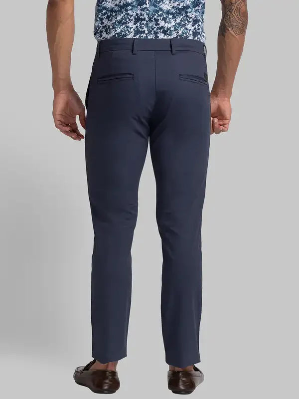 Men Blue Super Slim Fit Print Cotton Blend Trouser