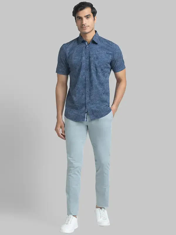 Men Grey Super Slim Fit Solid Cotton Blend Trouser