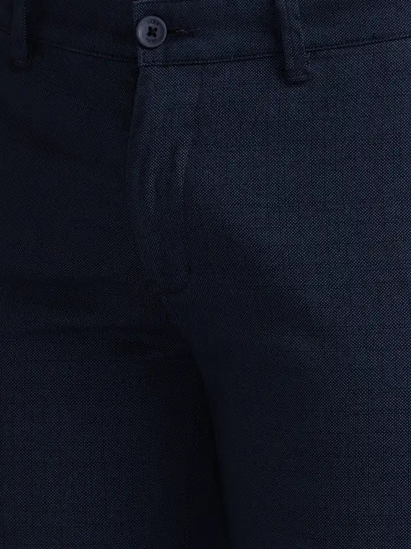 Men Blue Super Slim Fit Print Cotton Blend Trouser