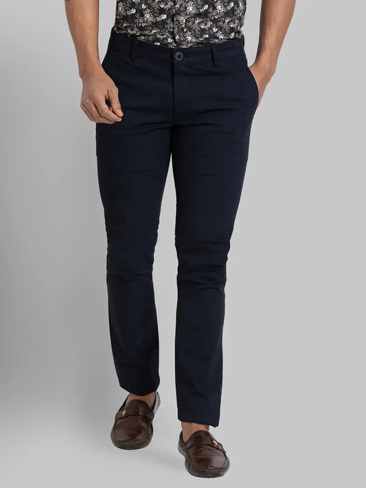 Parx Men Black Super Slim Fit Print Cotton Blend Trouser