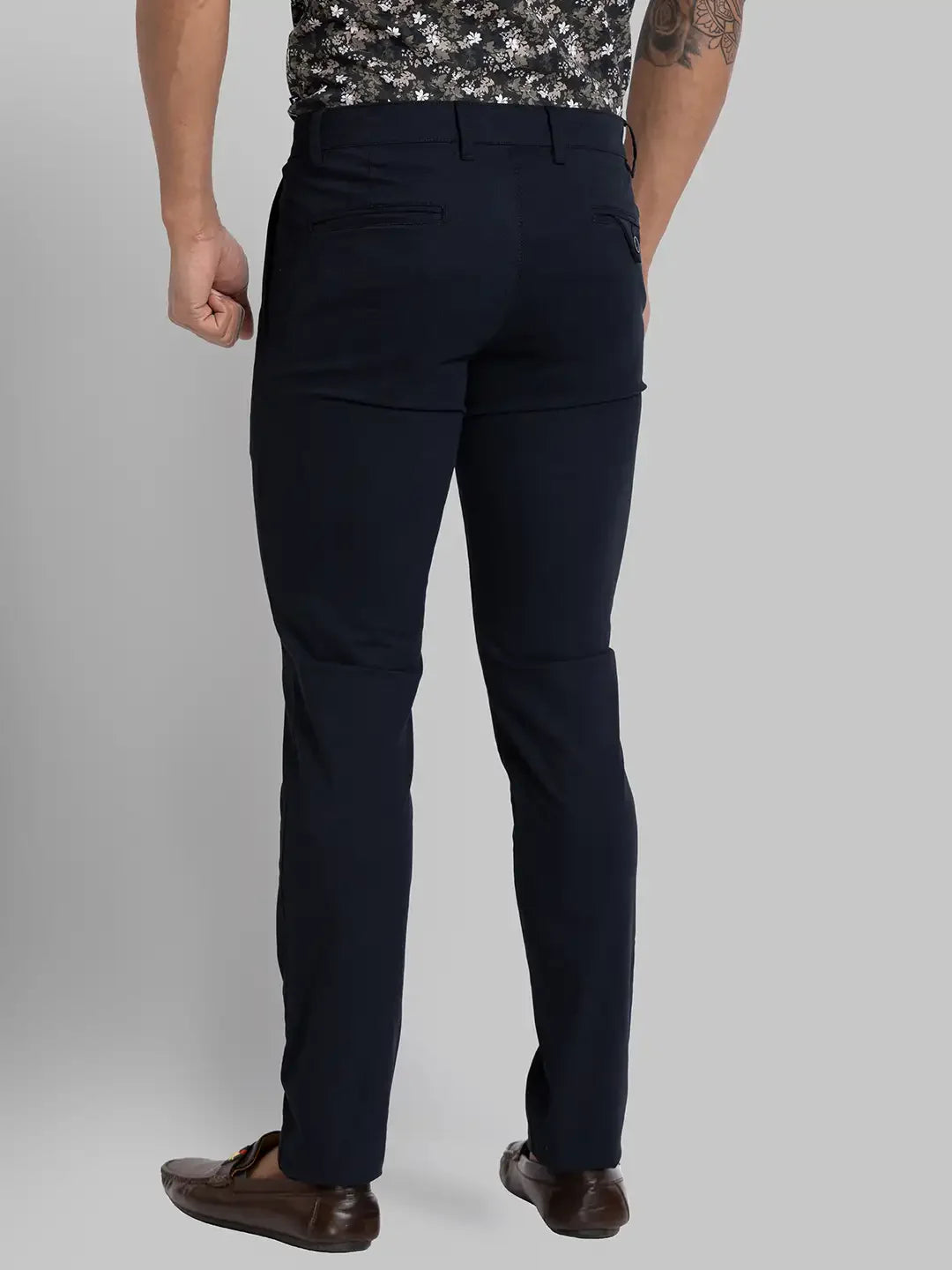 Parx Men Black Super Slim Fit Print Cotton Blend Trouser