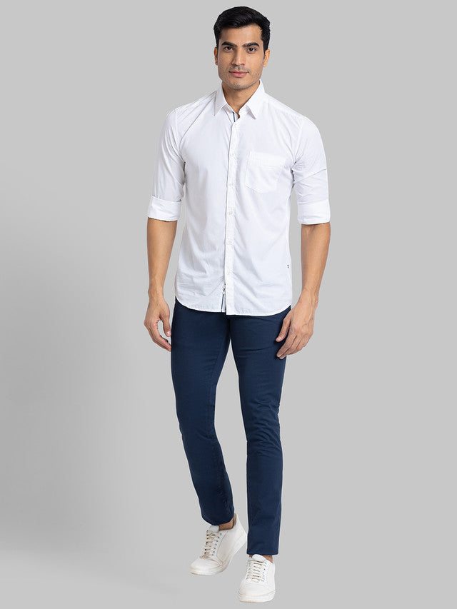 Parx Men Blue Printed Super Slim Fit Trouser