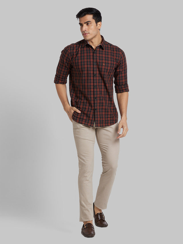 Parx Men Grey Printed Super Slim Fit Trouser