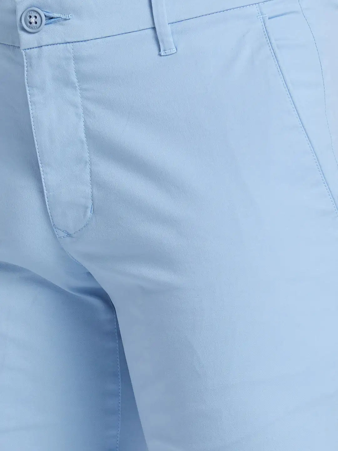 Men Blue Super Slim Fit Solid Cotton Blend Trouser