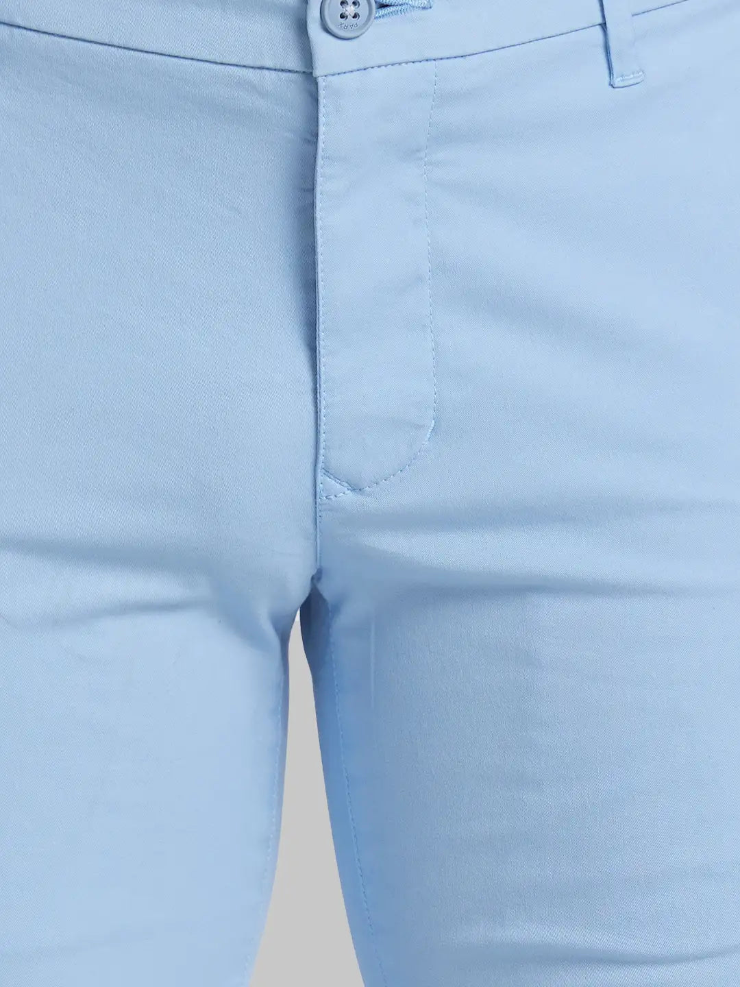 Men Blue Super Slim Fit Solid Cotton Blend Trouser