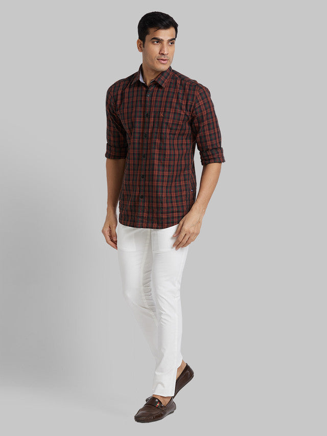 Parx White Solid Super Slim Fit Cotton Blend Trouser