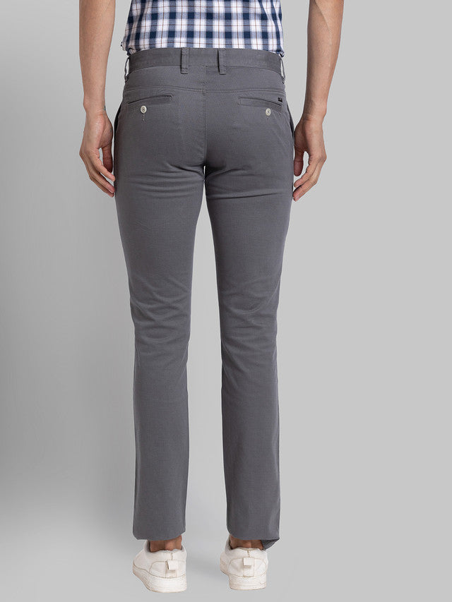 Parx Men Grey Printed Super Slim Fit Trouser