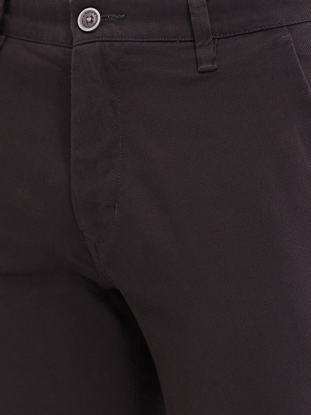 Parx Grey Solid Super Slim Fit Cotton Blend Trouser