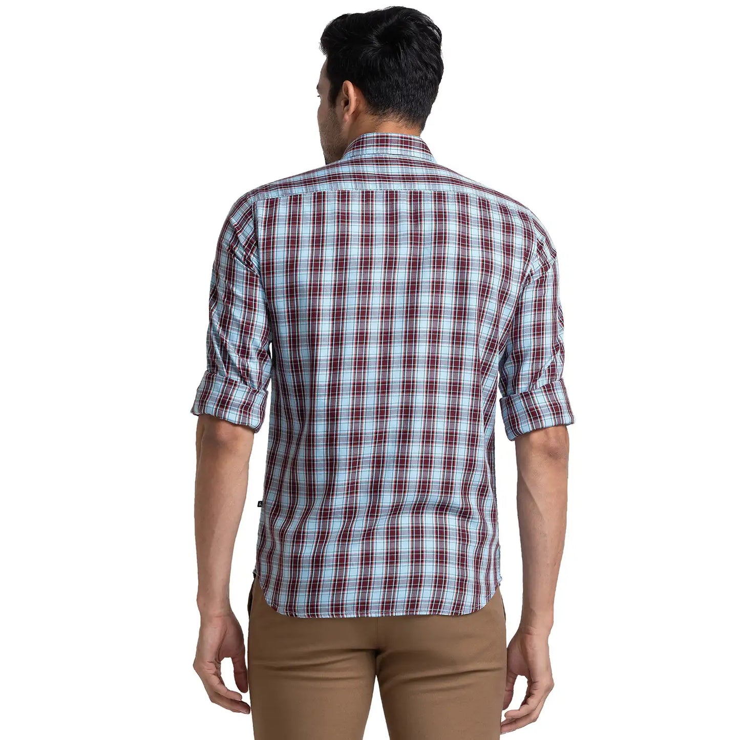Men Khaki Slim Tapered Fit Solid Cotton Blend Trouser