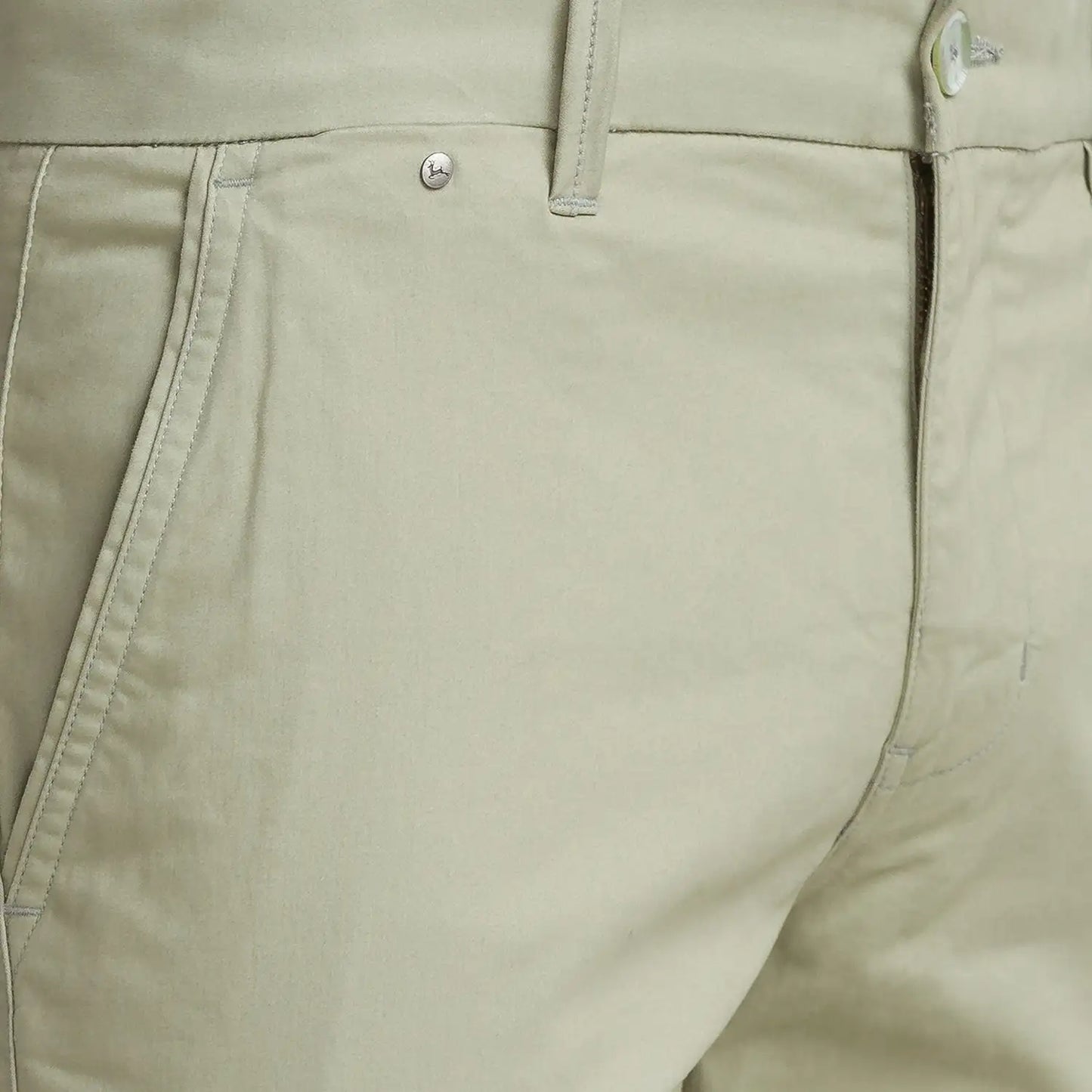 Men Green Lrt Fit Solid Cotton Blend Trouser