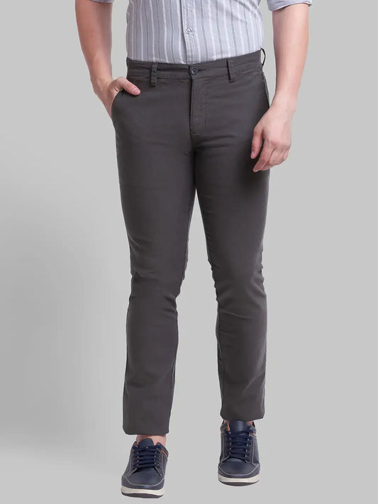 Men Green Lrt Fit Yarn Dyed Cotton Blend Trouser