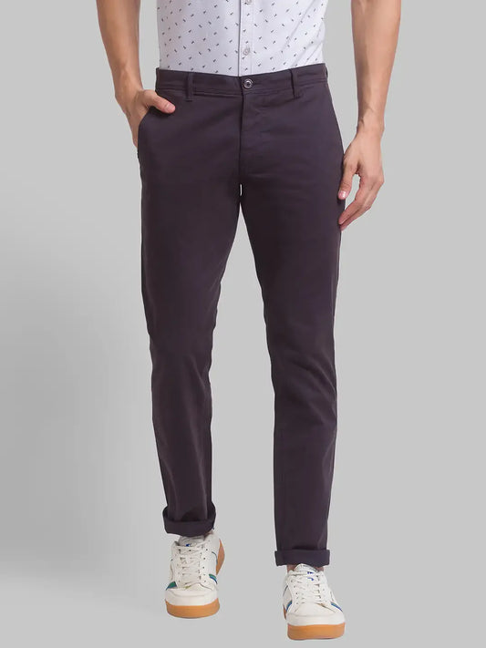 Men Grey Lrt Fit Solid Cotton Blend Trouser
