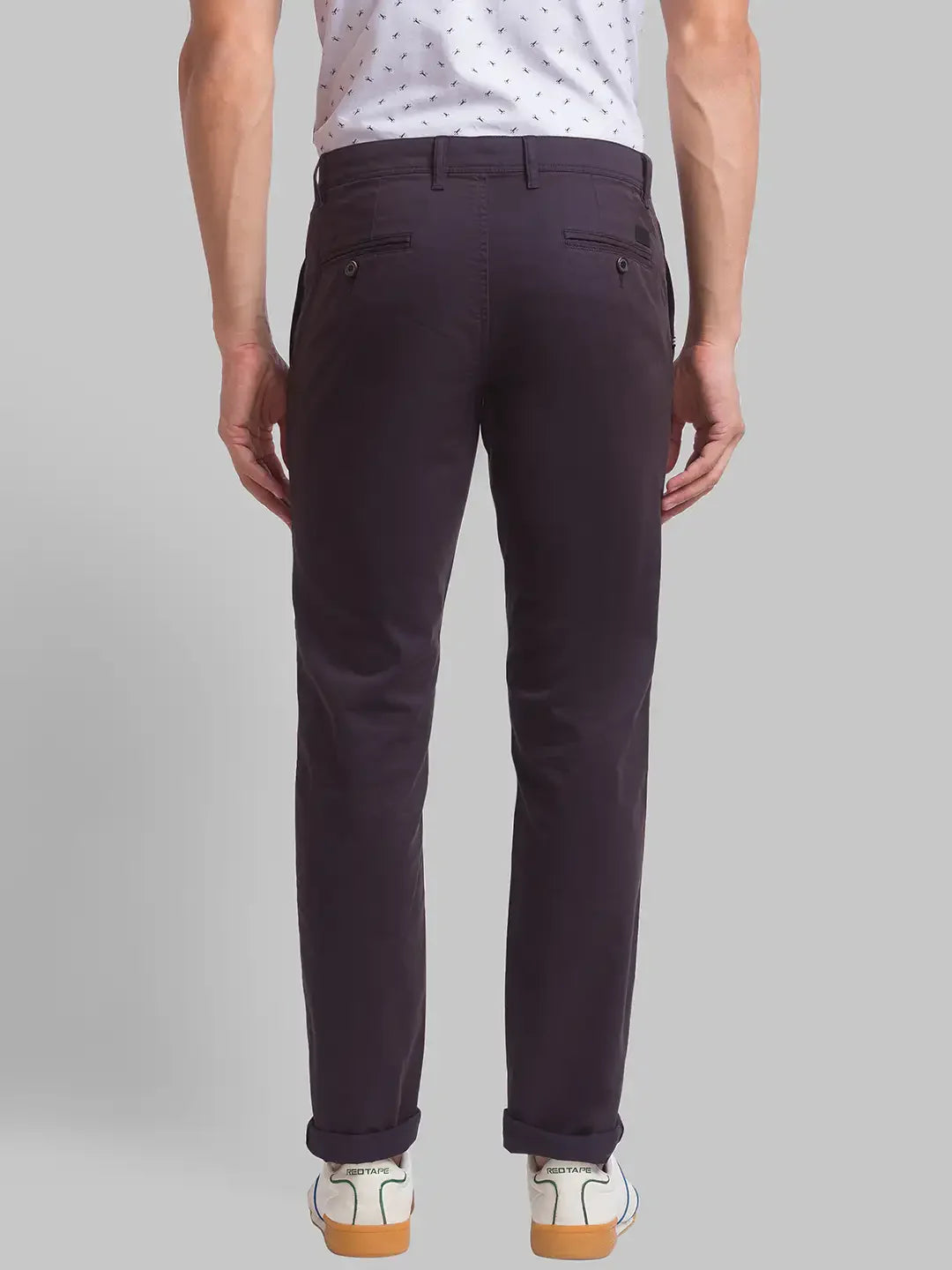 Men Grey Lrt Fit Solid Cotton Blend Trouser