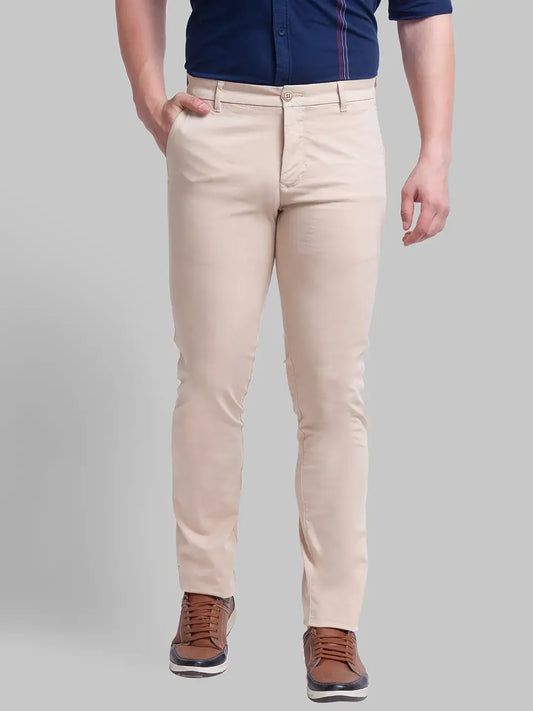 Men Khaki Lrt Fit Rfd Overdyed Cotton Blend Trouser