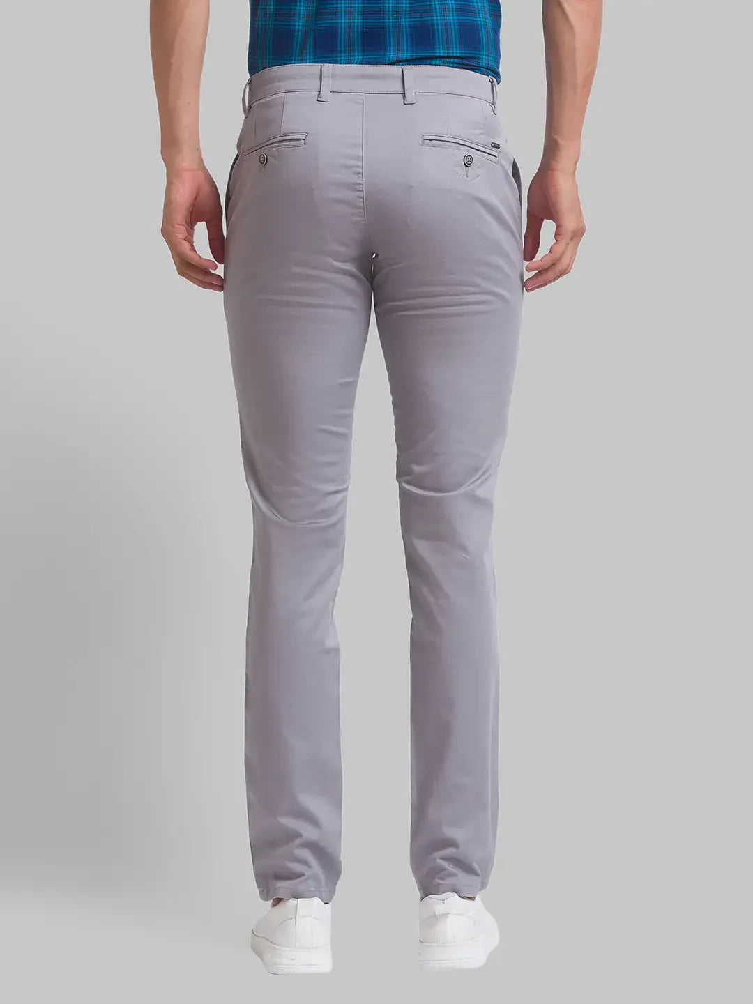 Men Grey Lrt Fit Solid Cotton Blend Trouser