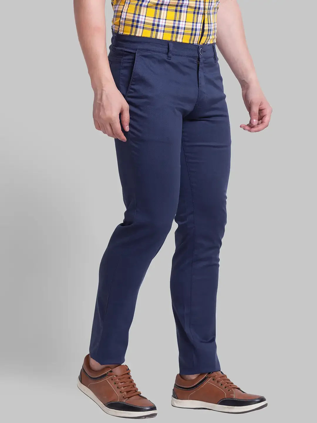Men Blue Lrt Fit Print Cotton Blend Trouser