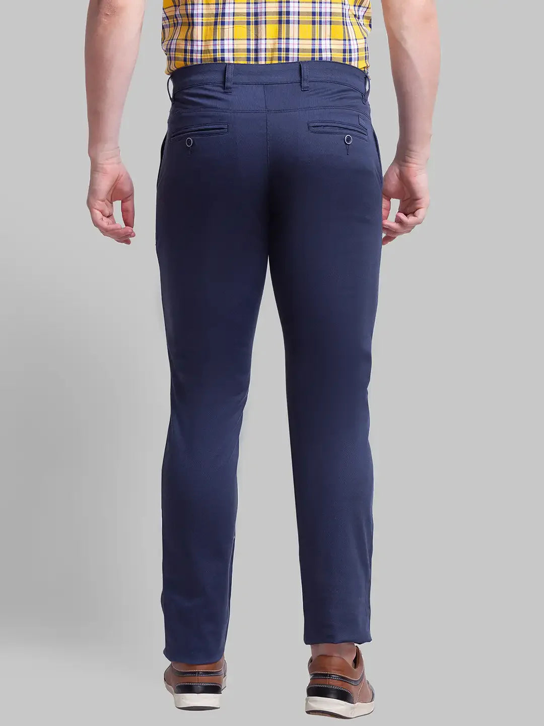 Men Blue Lrt Fit Print Cotton Blend Trouser
