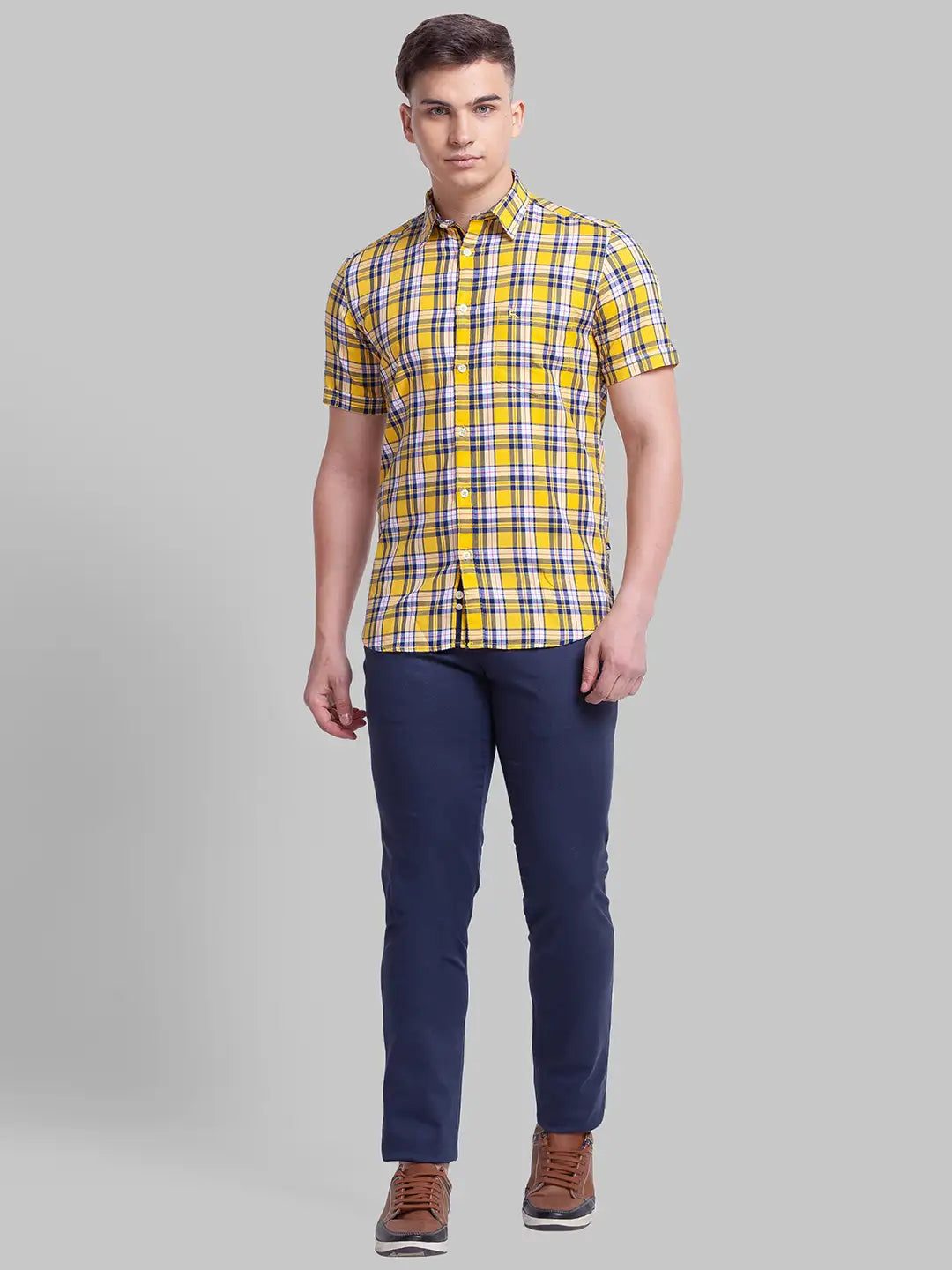Men Blue Lrt Fit Print Cotton Blend Trouser