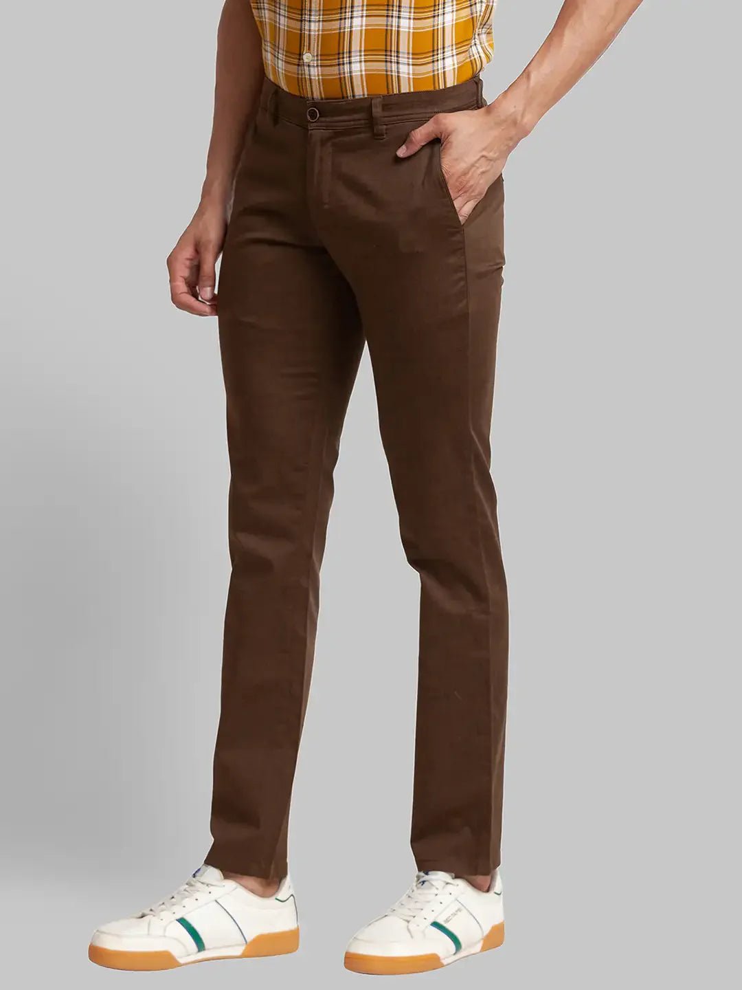 Men Green Lrt Fit Print Cotton Blend Trouser