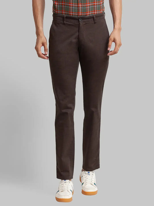 Men Brown Lrt Fit Print Cotton Blend Trouser