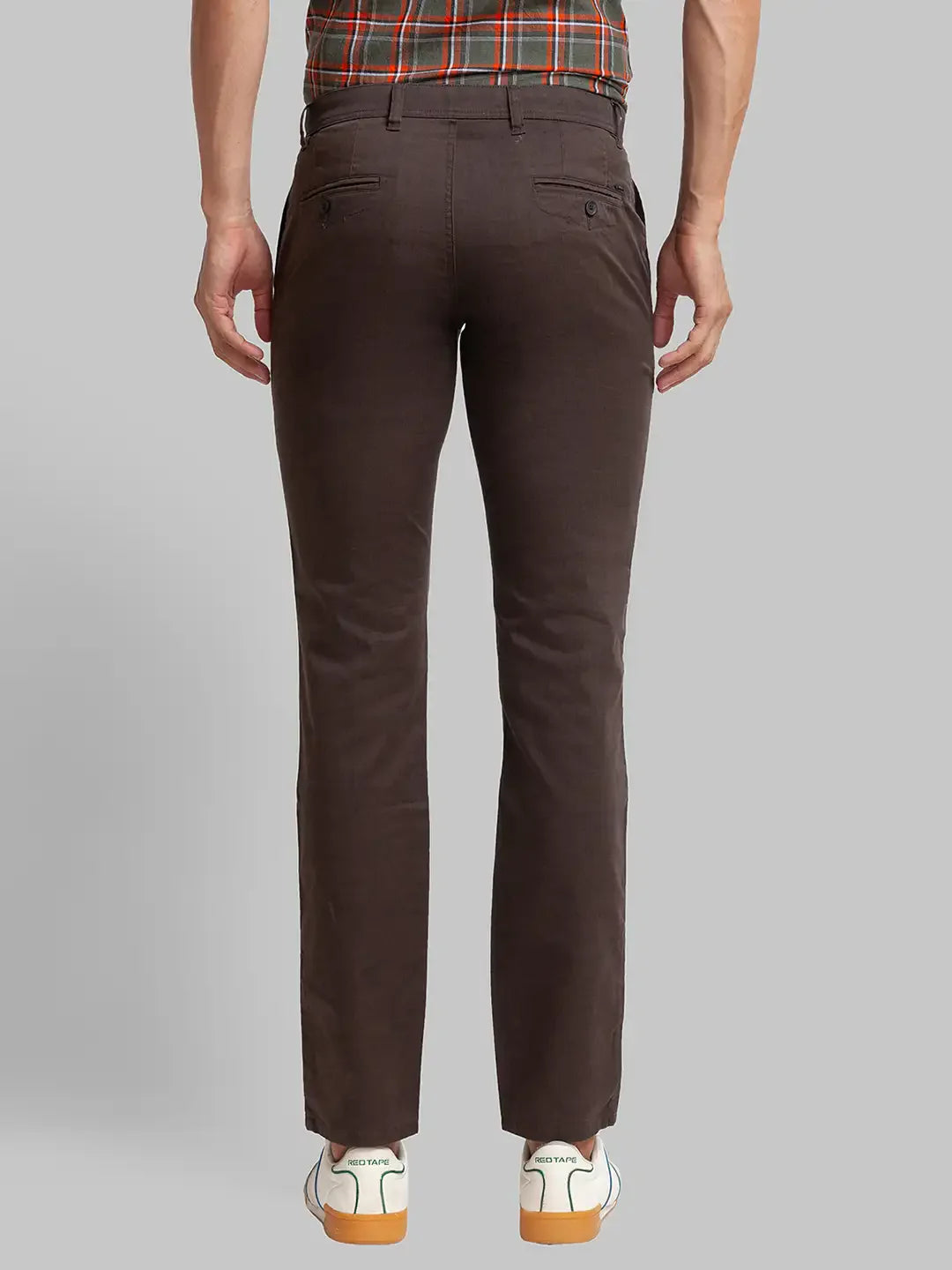 Men Brown Lrt Fit Print Cotton Blend Trouser