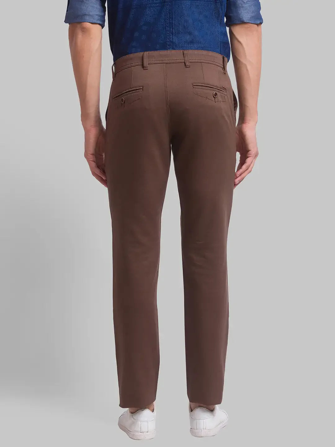 Men Brown Lrt Fit Print Cotton Blend Trouser