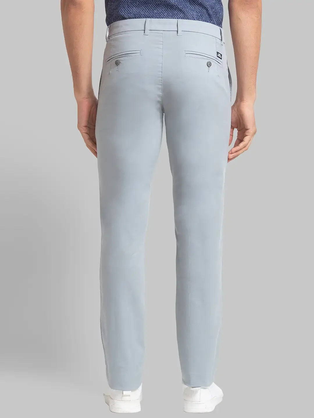 Men Grey Lrt Fit Solid Cotton Blend Trouser