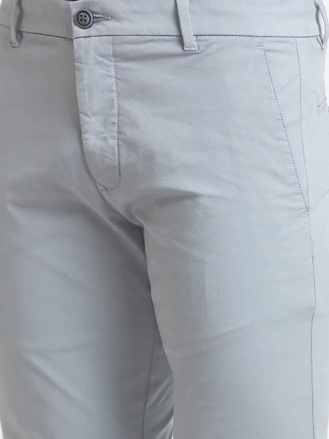 Men Grey Lrt Fit Solid Cotton Blend Trouser