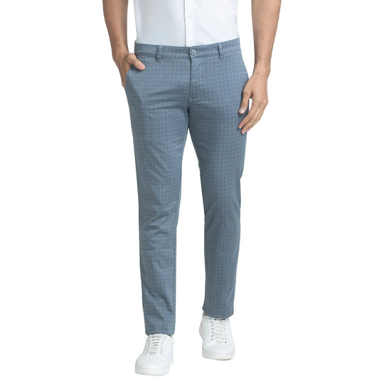 Men Blue Lrt Fit Print Cotton Blend Trouser
