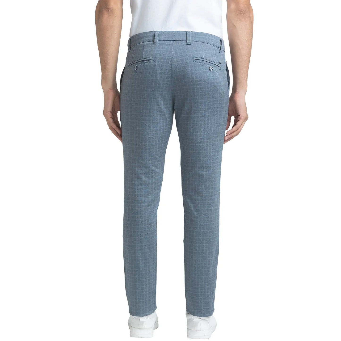 Men Blue Lrt Fit Print Cotton Blend Trouser