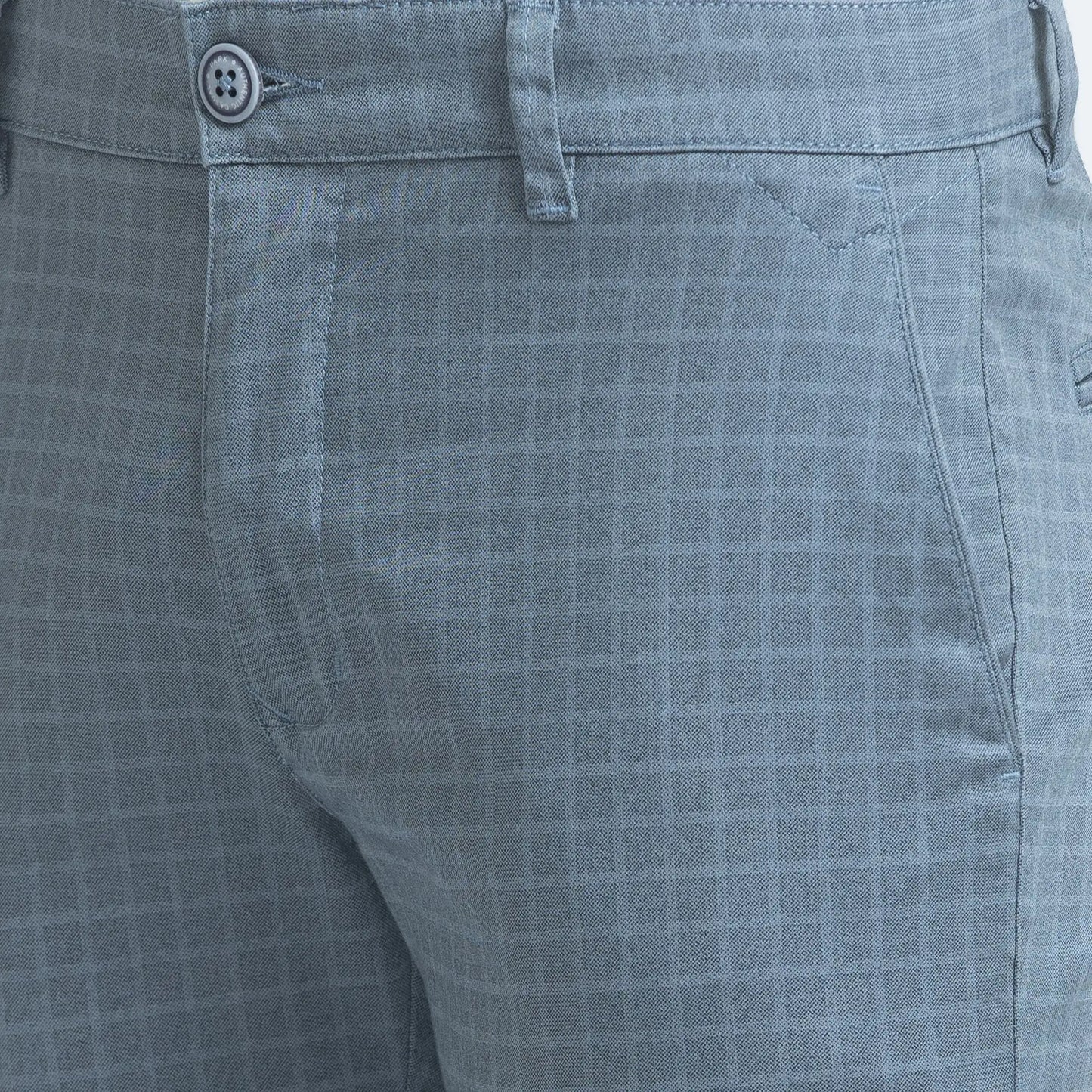 Men Blue Lrt Fit Print Cotton Blend Trouser