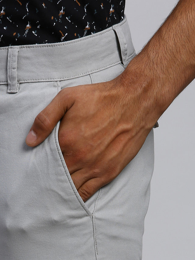 Parx Men Grey Solid Tapered Fit Trouser