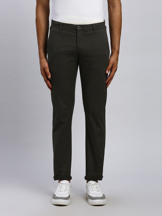 Parx Men Green Solid Tapered Fit Trouser