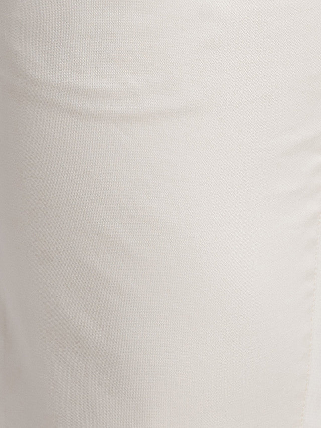 Parx Beige Solid Low Rise Tapered Fit Cotton Blend Trouser