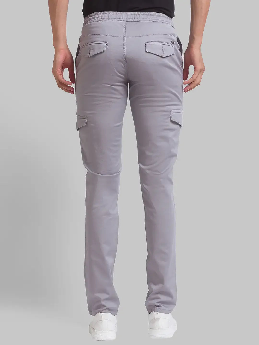Men Grey Lrt Fit Solid Cotton Blend Trouser