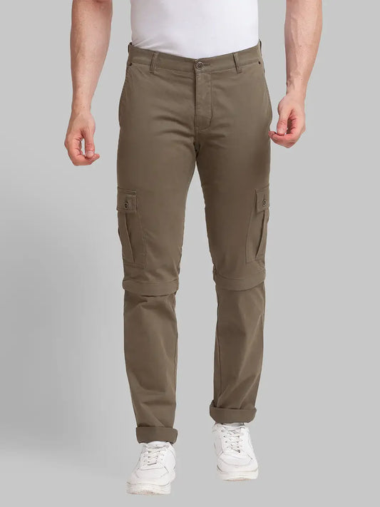 Men Green Lrt Fit Solid Cotton Blend Trouser