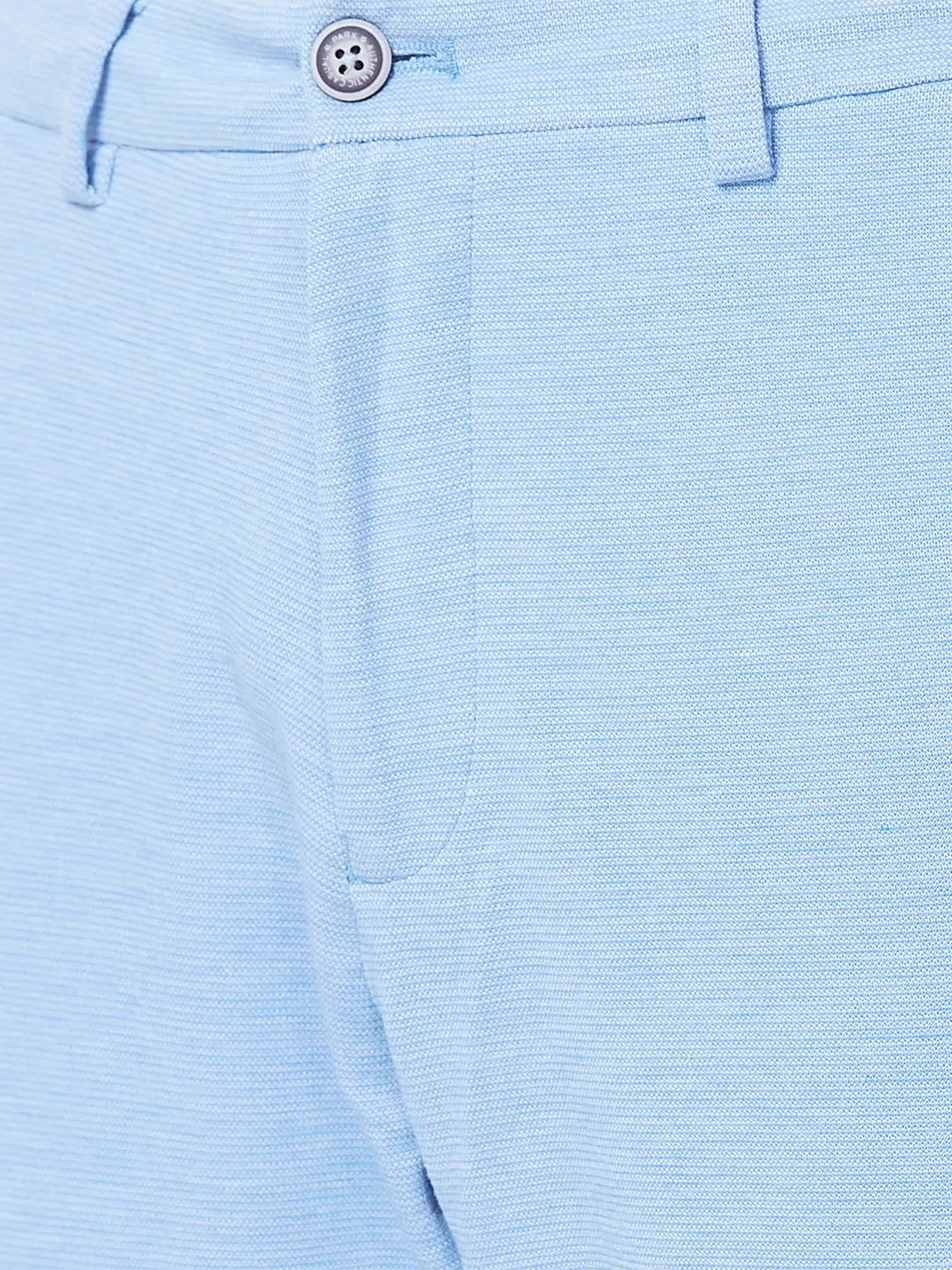Men Blue Carrot Fit Solid Terylene Blend Trouser
