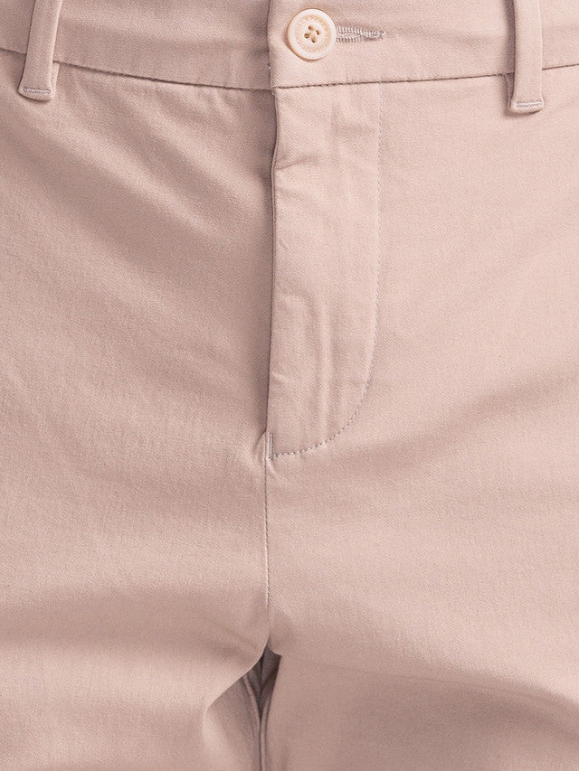 Parx Khaki Solid Carrot Fit Cotton Blend Trouser