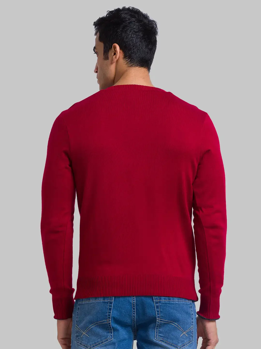 Men Grey Solid Acrylic Full Sleeve Sweaters